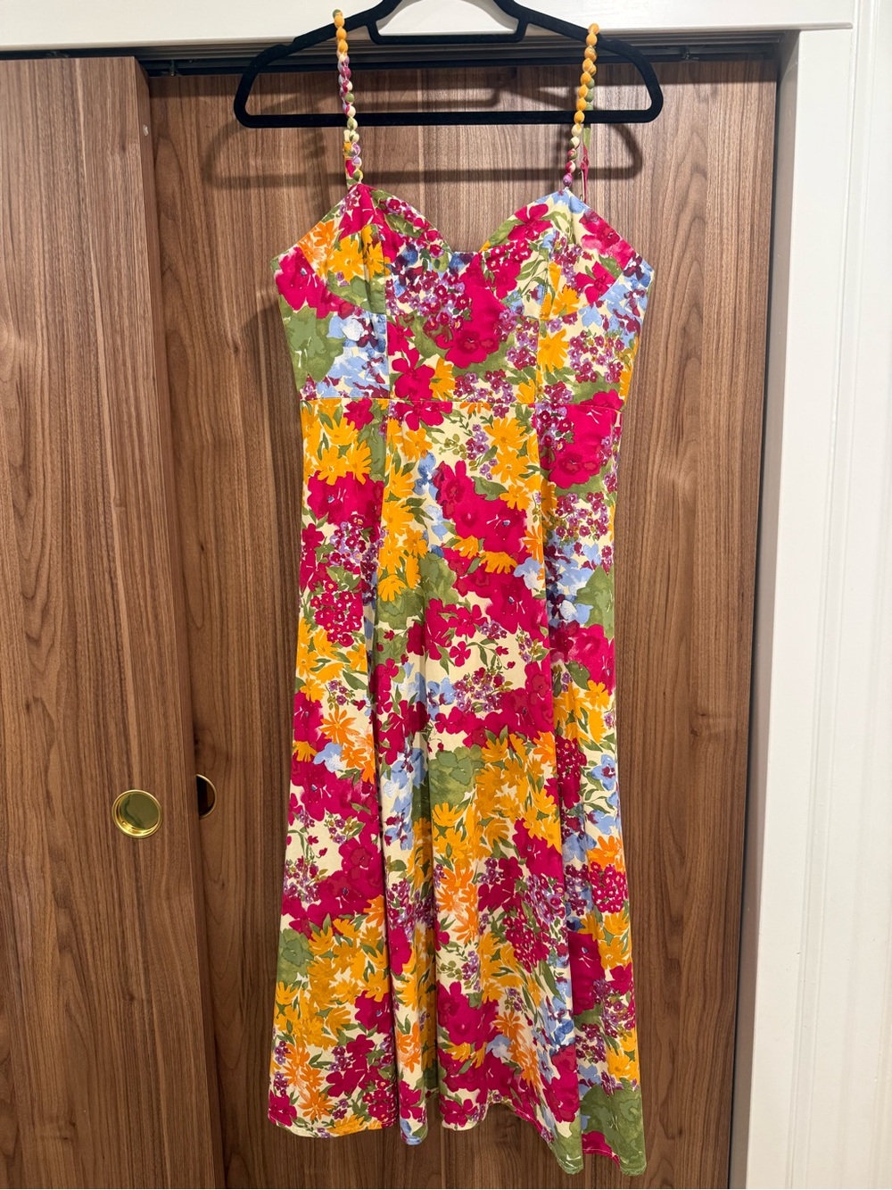 Dress Forum Bright Floral Midi Dress in Pink, Yellow, Green, Blue M
